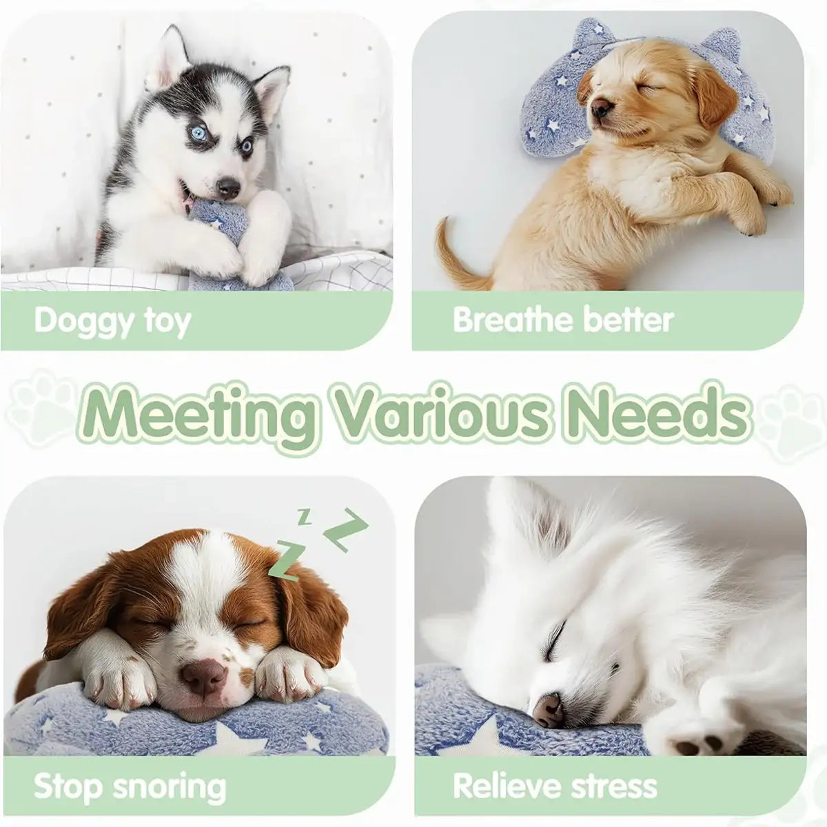 Glow In The Dark Dog Pillow for Anxiety Relief and Neck Support