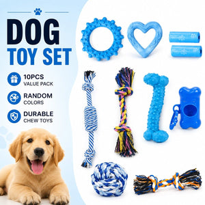 10 Pcs Dog Chew Toy Set with Rope Shapes
