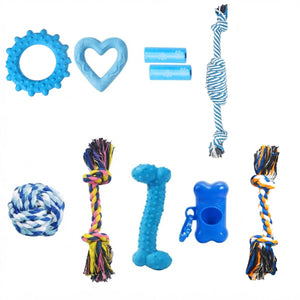 10 Pcs Dog Chew Toy Set with Rope Shapes