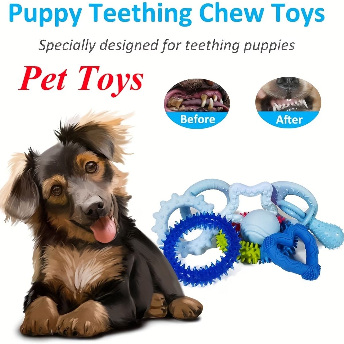 10 Pcs Dog Chew Toy Set with Rope Shapes