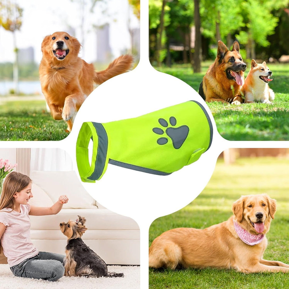 High-Visibility Dog Safety Vest Reflective Fluorescent Green
