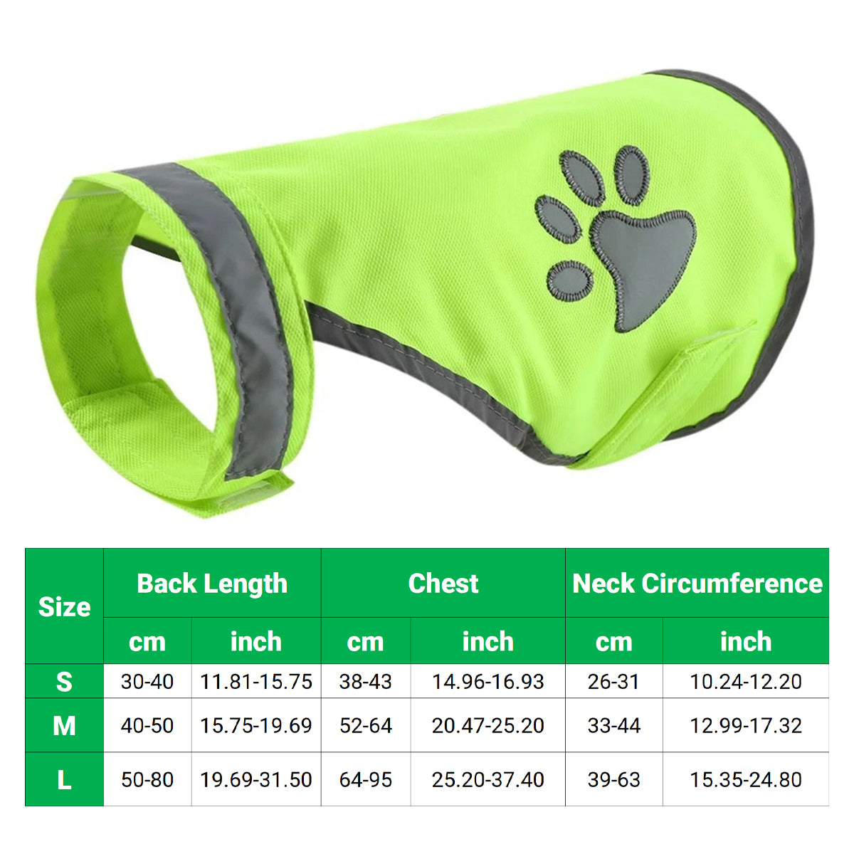 High-Visibility Dog Safety Vest Reflective Fluorescent Green