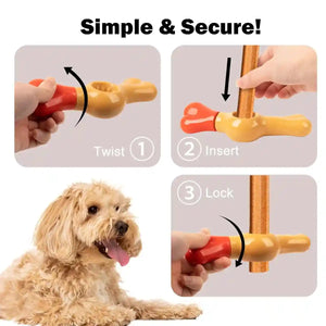 Durable Dog Chew Stick Holder Safe Bully Stick Grip for Medium Dogs
