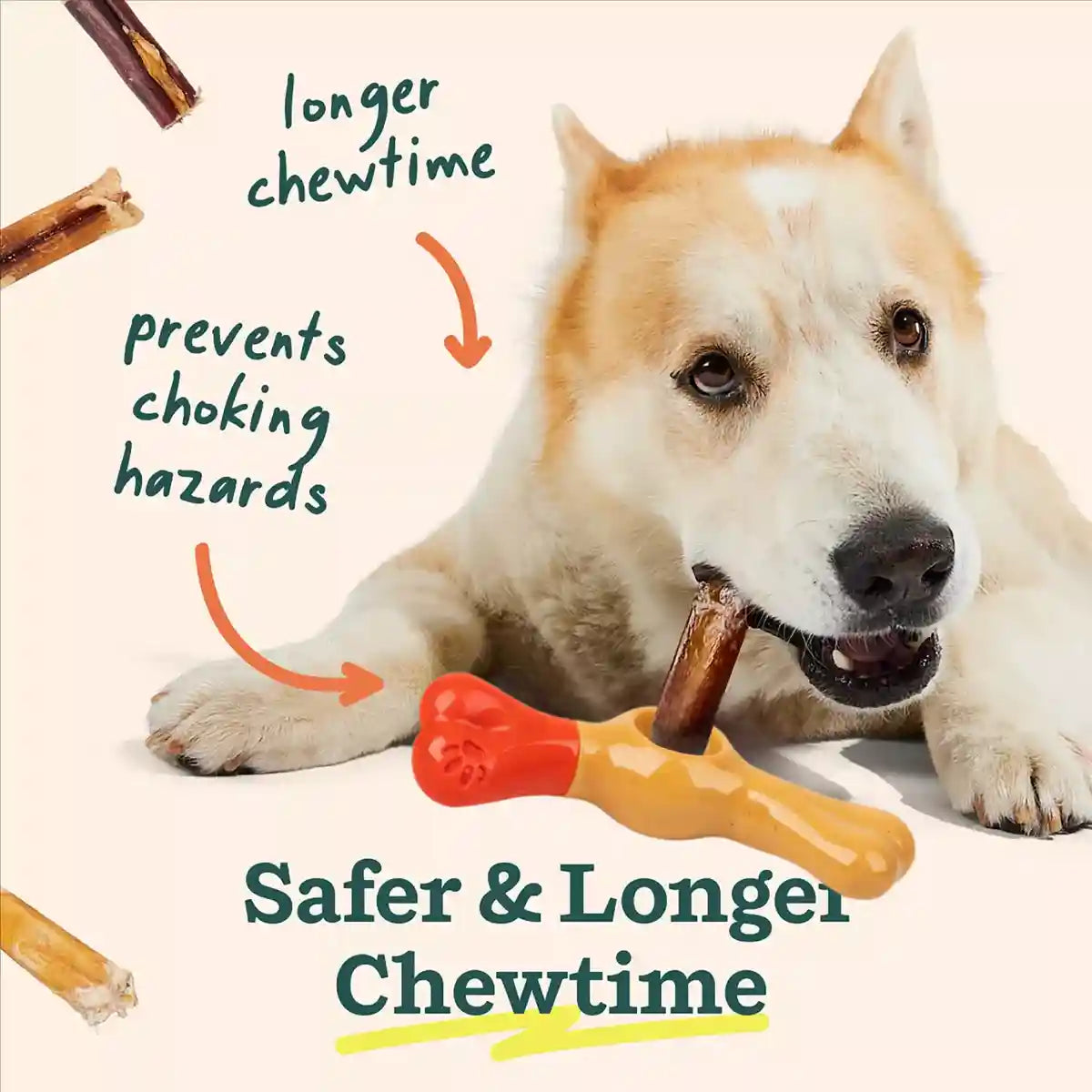 Durable Dog Chew Stick Holder Safe Bully Stick Grip for Medium Dogs