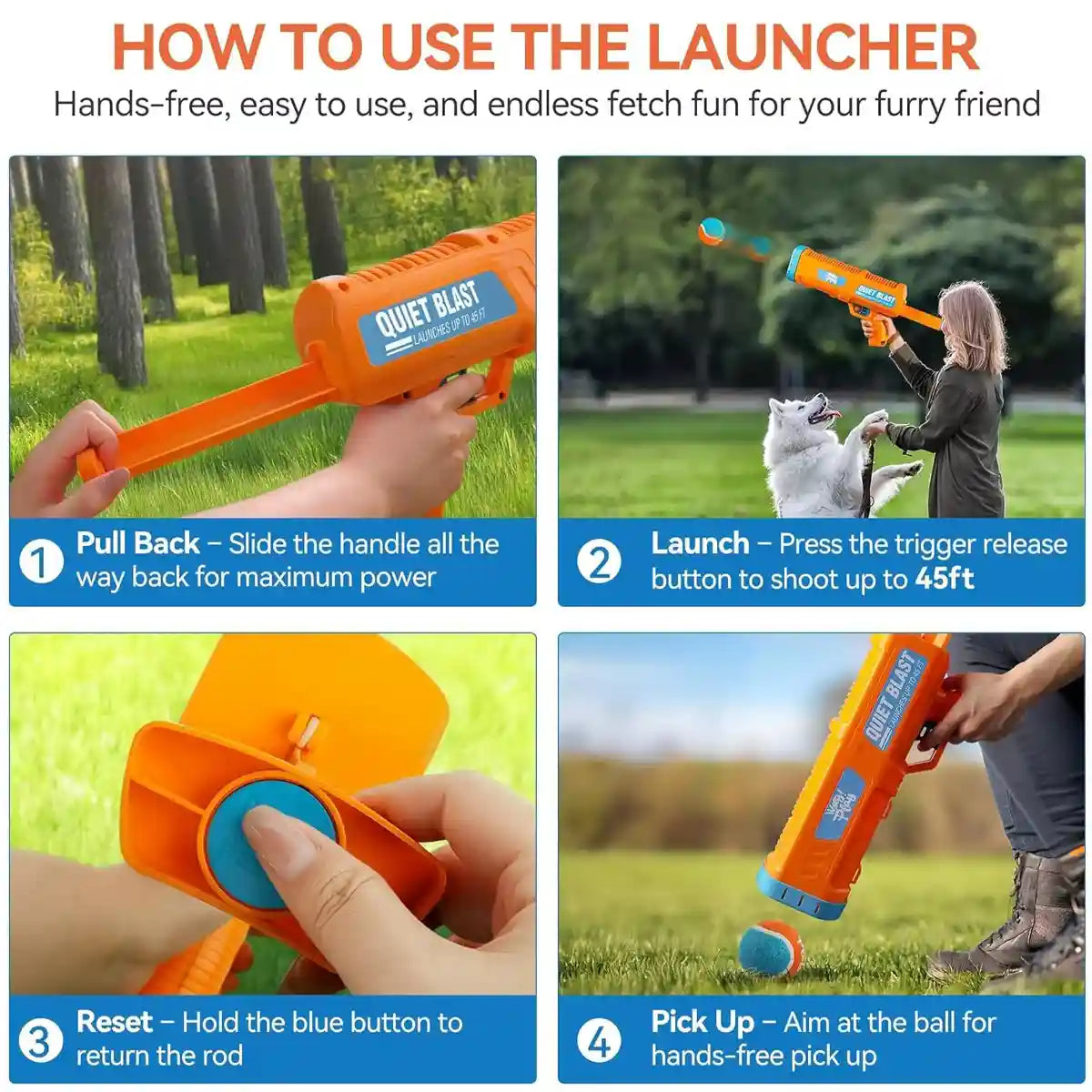 Dog Tennis Ball Launcher (1 Launcher + 3 Balls)