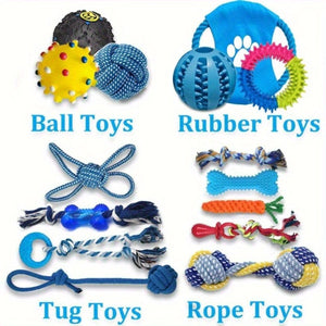 15 Pcs Dog Chew Toy Set with Rope and Rubber