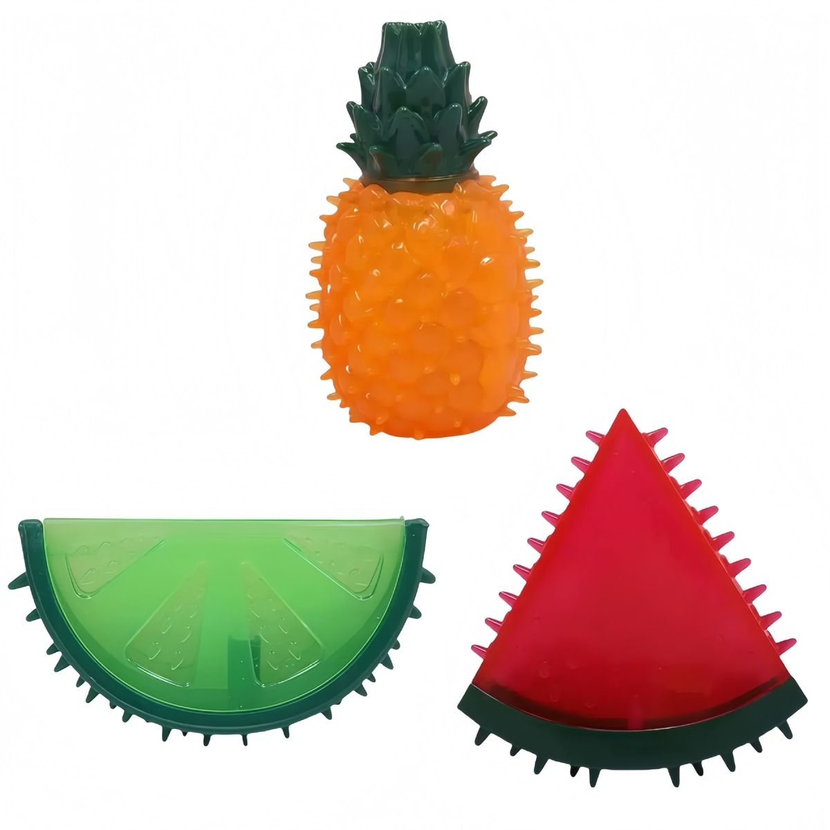 3 Pcs Fruit Shaped Dog Chew Toys for Cooling