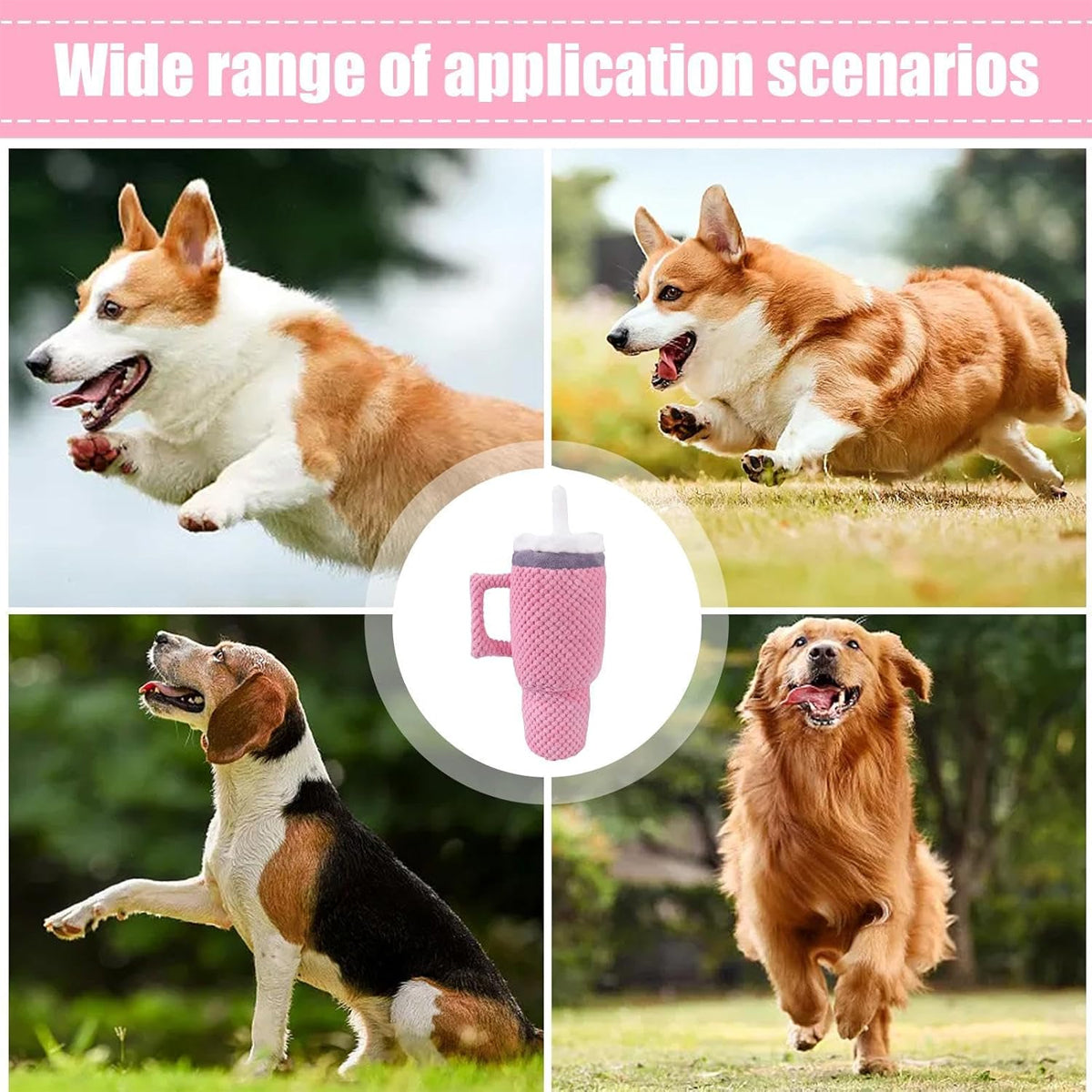 Durable Dog Chew Toy with Squeaker Plush Milk Bottle Pillow