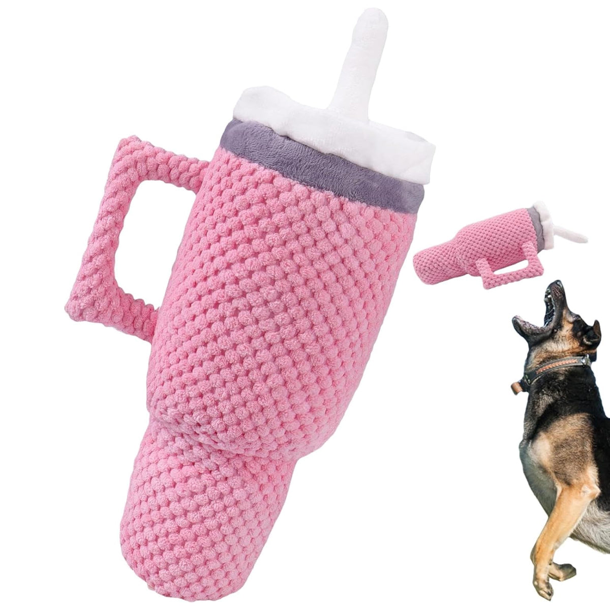 Durable Dog Chew Toy with Squeaker Plush Milk Bottle Pillow