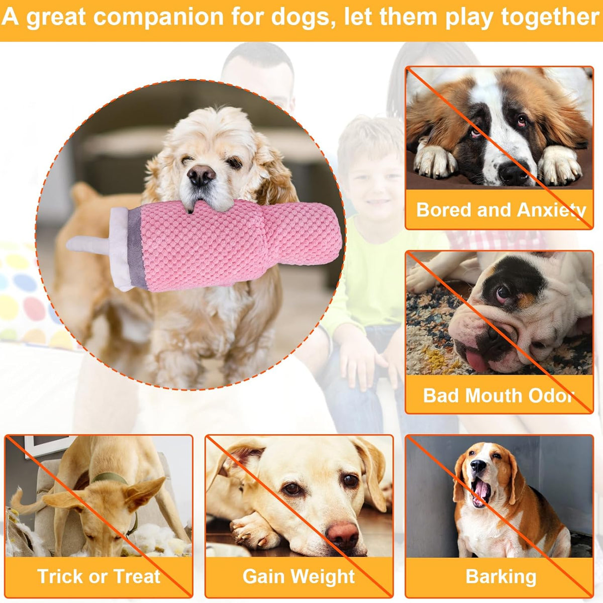Durable Dog Chew Toy with Squeaker Plush Milk Bottle Pillow