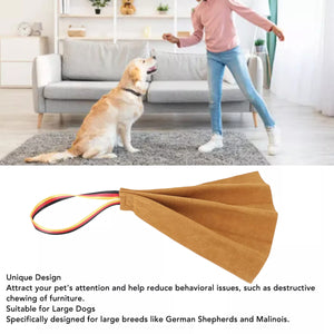 Leather Dog Bite Rag with Nylon Handle for Training Large Breeds