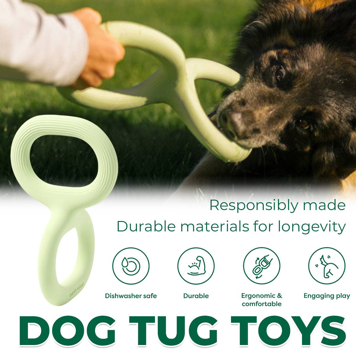 Dog Tug Toy Durable Rubber Tug Of War Toy