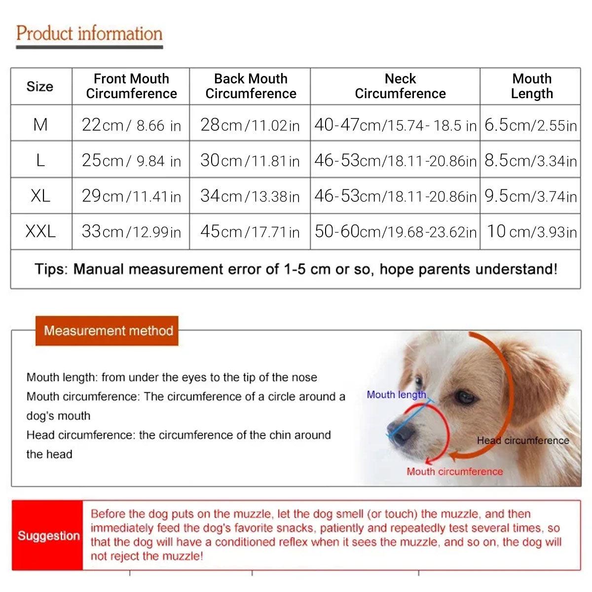 Durable Dog Mouth Guard with Stainless Steel Basket & Adjustable Straps