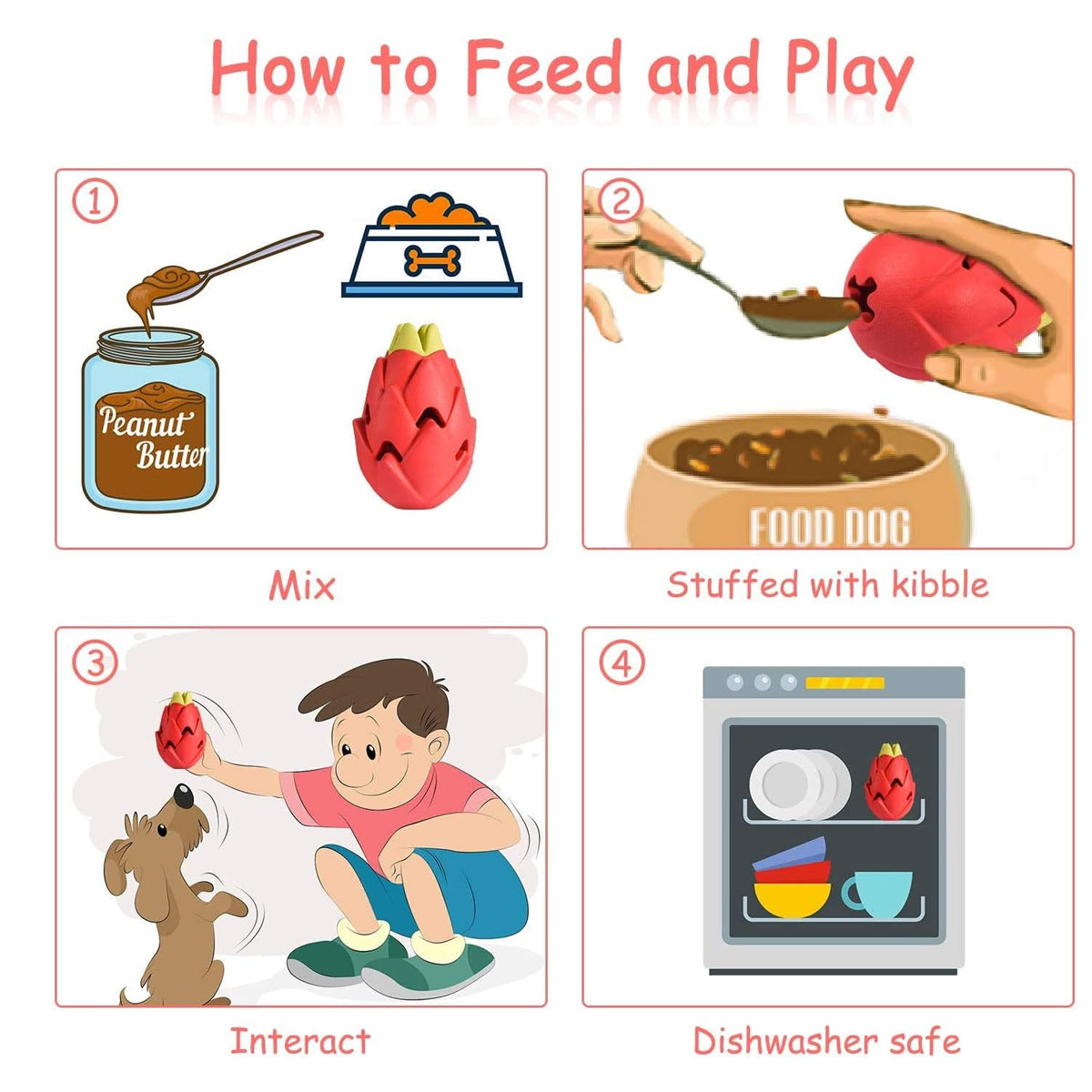 Dragon Fruit Dog Chew Toy Durable Treat Dispensing Rubber Toy