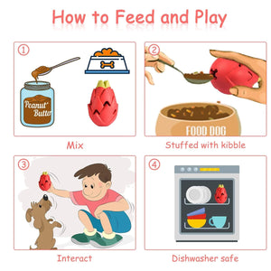 Dragon Fruit Dog Chew Toy Durable Treat Dispensing Rubber Toy