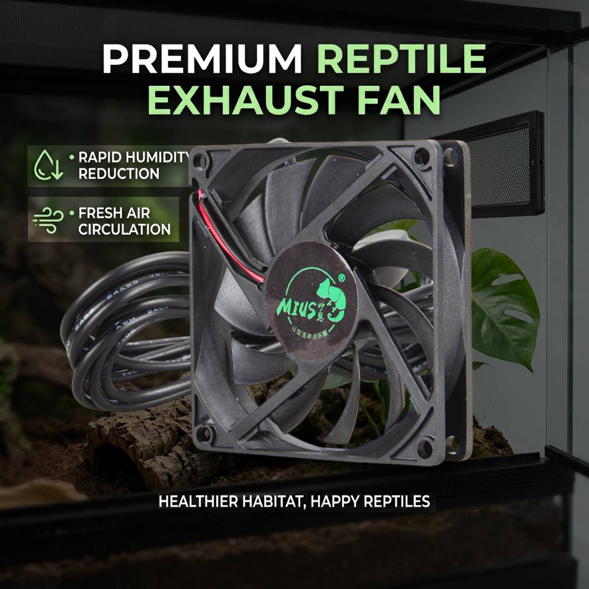 Reptile Terrarium Exhaust Fan | MIUS Ventilation System for Vivariums