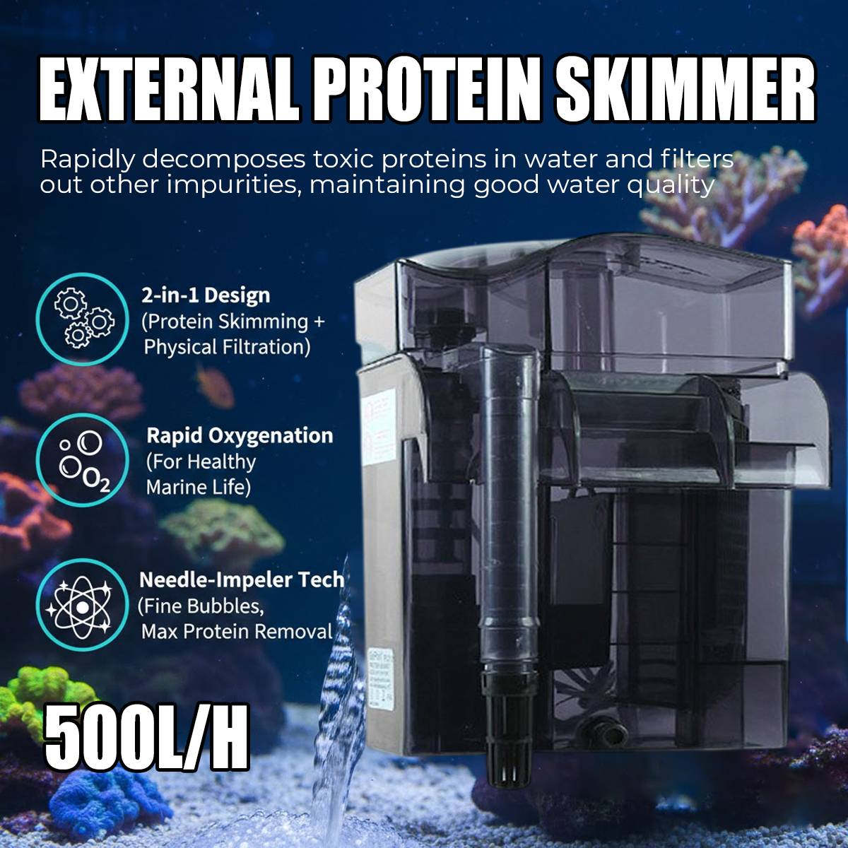 Waterfall Protein Skimmer - Jianrong Ps2012 External Desalinator