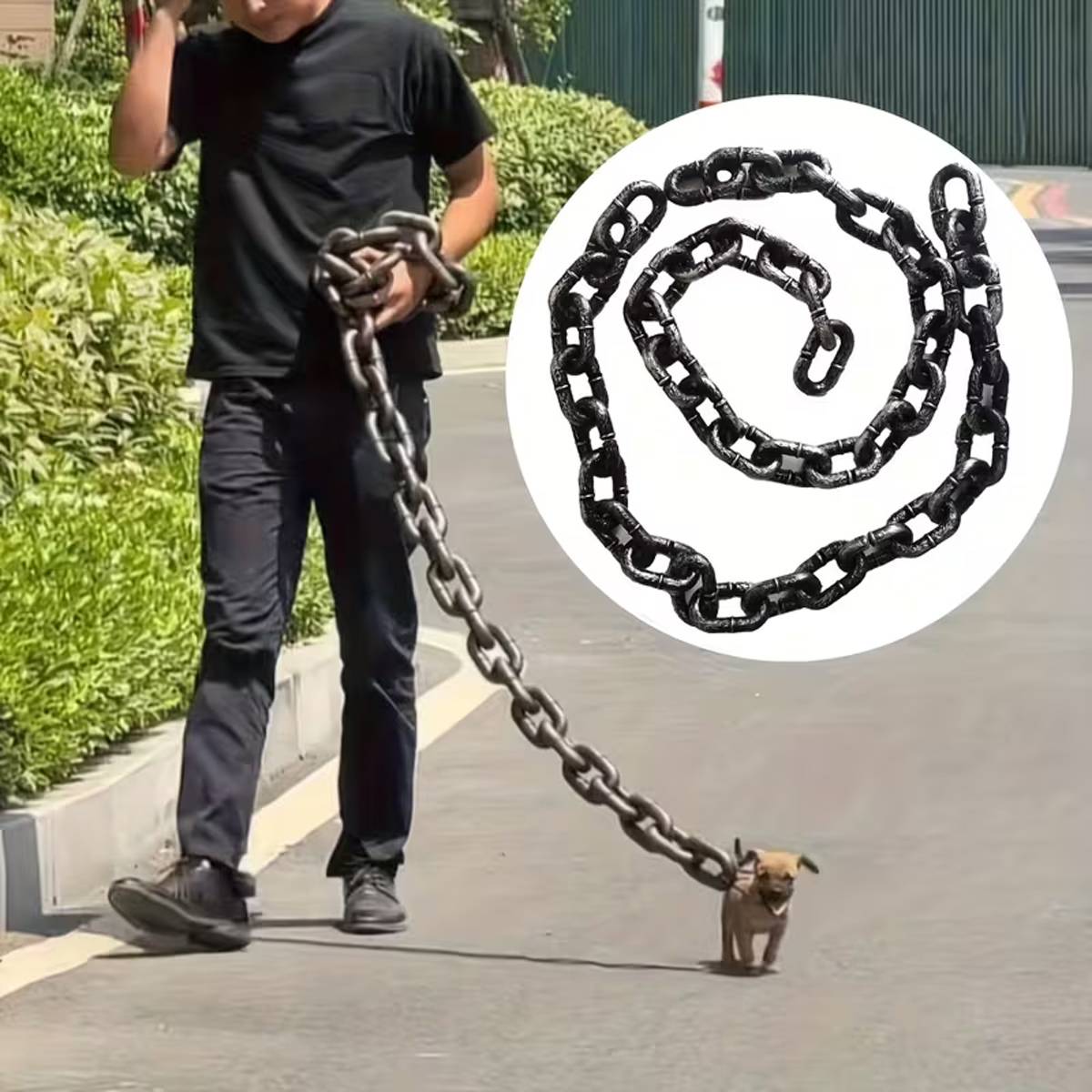 Fake Big Dog Chain Leash for Small Dogs