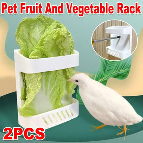 Wall-mounted poultry feeder with vegetable rack design for chickens and rabbits