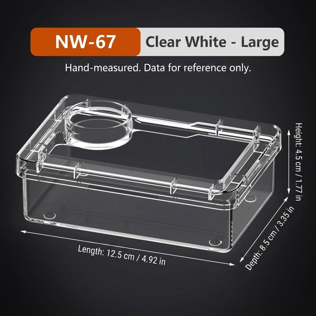 Clear Reptile Feeder Box with Anti-Spill Lid