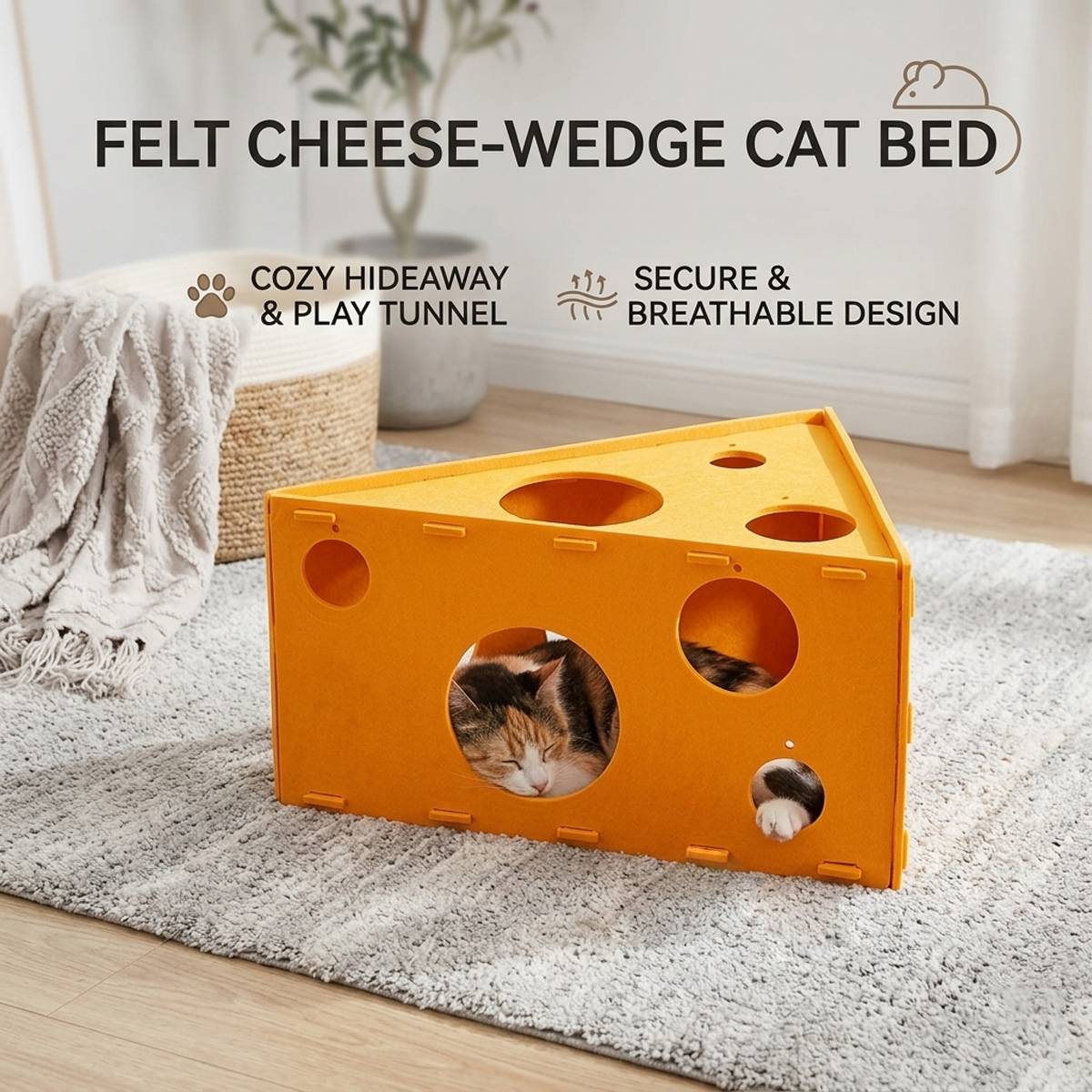 Felt Cheese Wedge Cat Bed