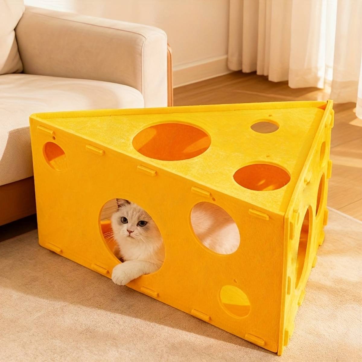 Felt Cheese Wedge Cat Bed