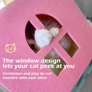 Foldable Cat House with Scratcher Bed | Cozy Pet Hideout & Lounger