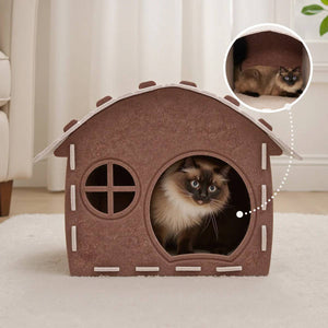 Felt Cat House Bed Cozy Cat Nest Cottage
