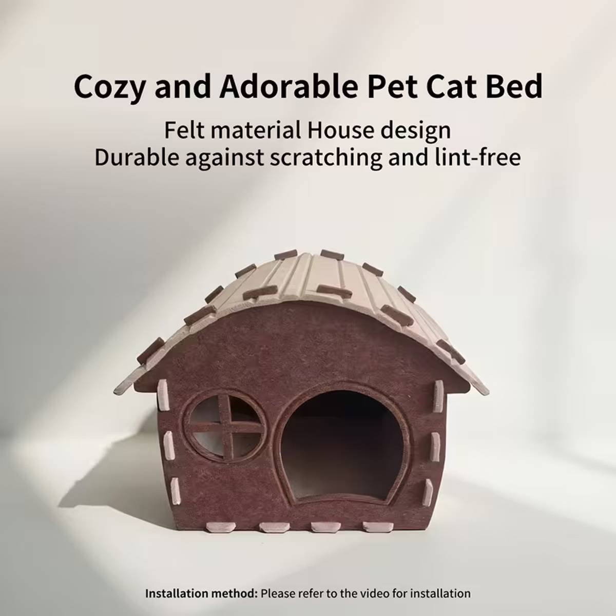 Felt Cat House Bed Cozy Cat Nest Cottage