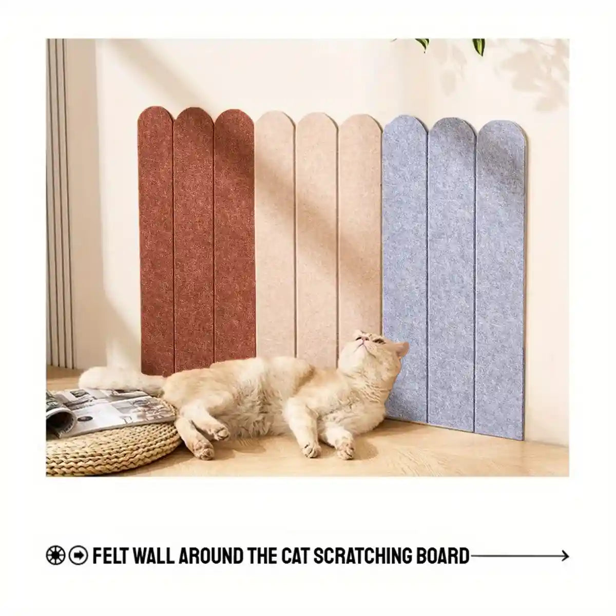 Felt Cat Scratching Board Wall-Mounted Scratch Pad (5PCS)
