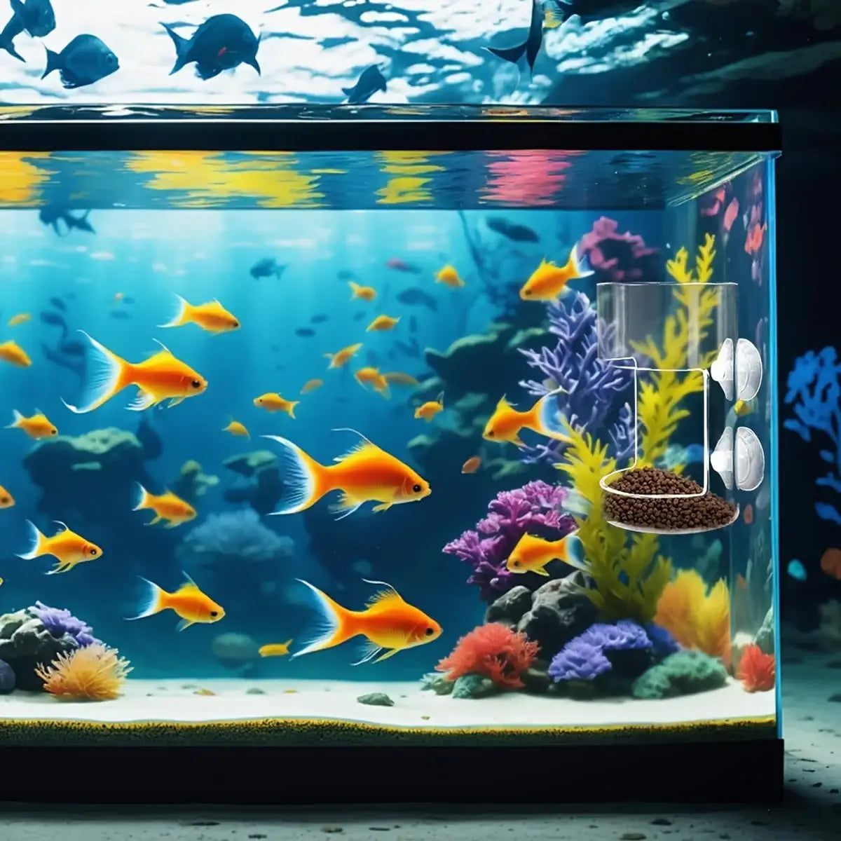 Fish Tank Feeder Box with Suction Cups