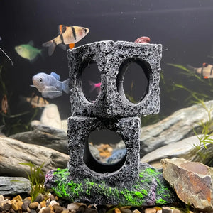 Square Aquarium Cave Resin Set for Small Fish Habitat and Aquascaping