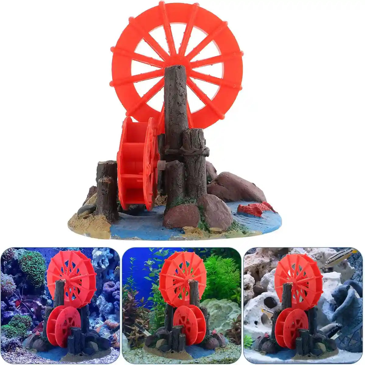 Fish Tank Fan Wheel Decoration Creative Resin Windmill Ornament for Aquarium