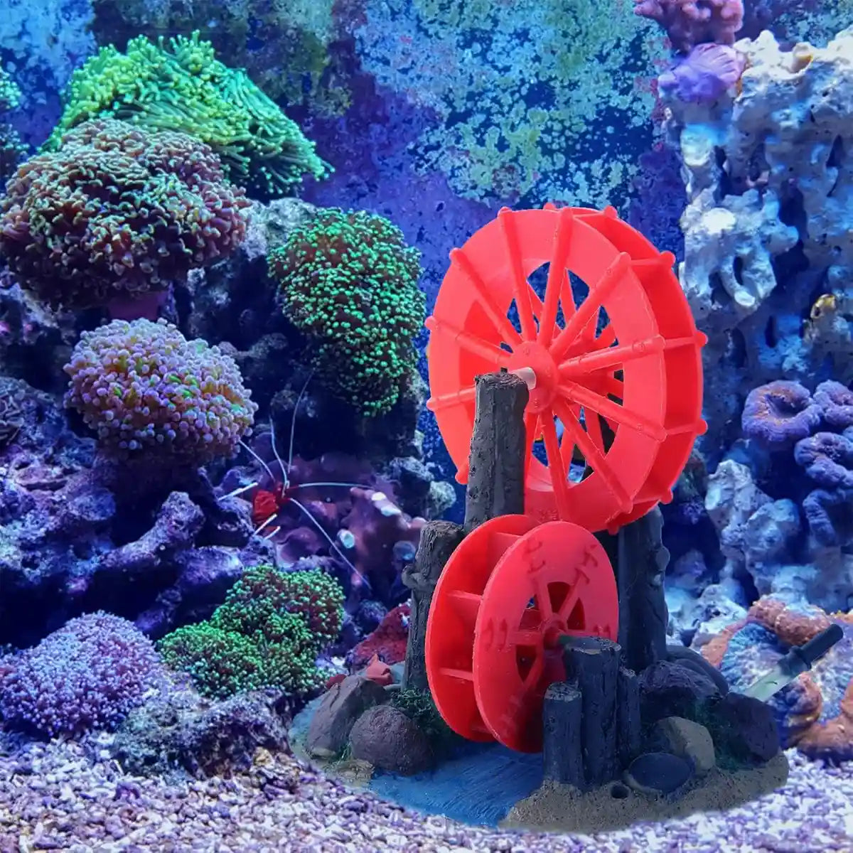 Fish Tank Fan Wheel Decoration Creative Resin Windmill Ornament for Aquarium