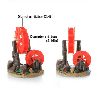 Fish Tank Fan Wheel Decoration Creative Resin Windmill Ornament for Aquarium