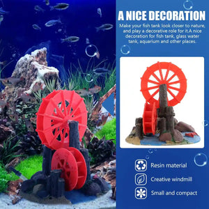 Fish Tank Fan Wheel Decoration Creative Resin Windmill Ornament for Aquarium