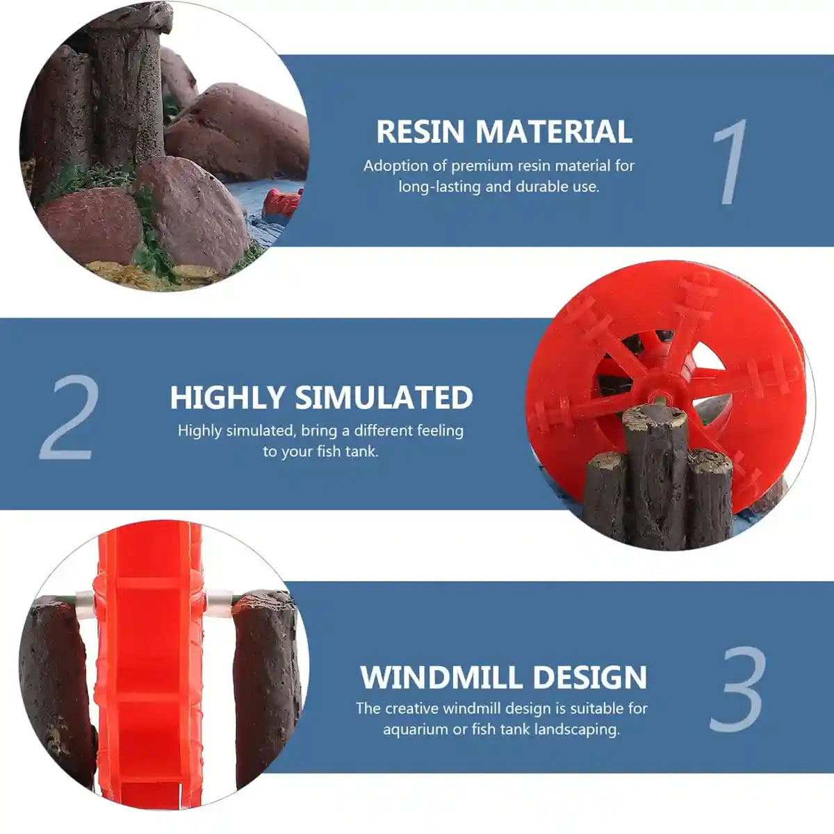 Fish Tank Fan Wheel Decoration Creative Resin Windmill Ornament for Aquarium