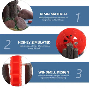 Fish Tank Fan Wheel Decoration Creative Resin Windmill Ornament for Aquarium