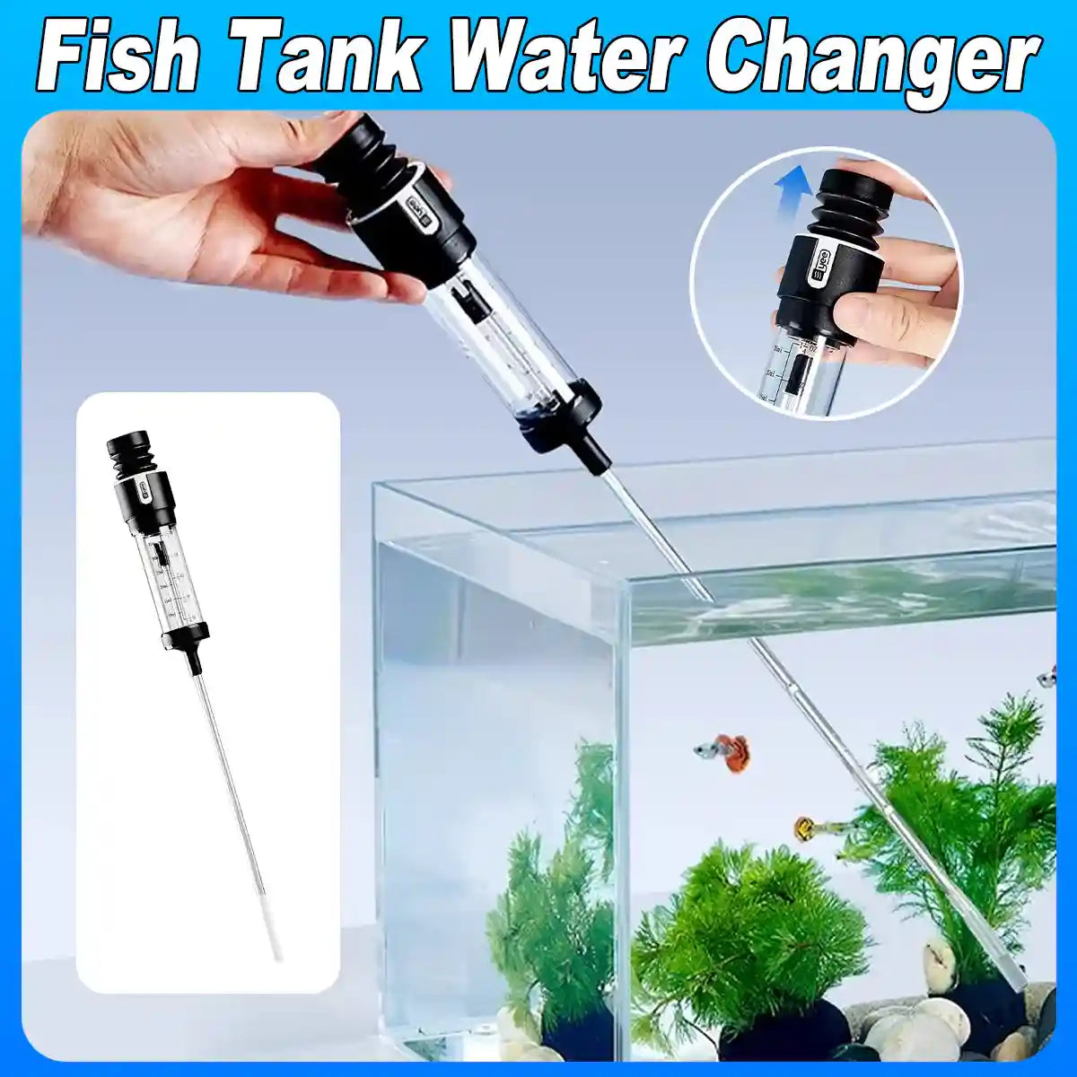 Fish Tank Water Changer Handheld Aquarium Cleaner with Strong Suction
