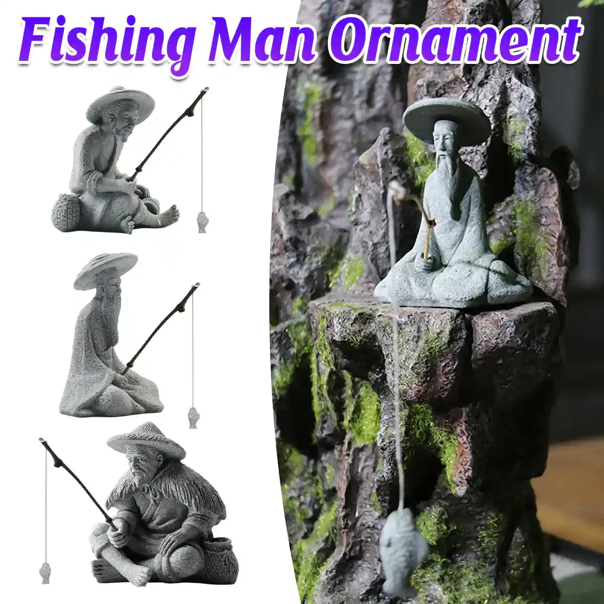 Fishing Man Ornament Aquarium & Landscape Decor