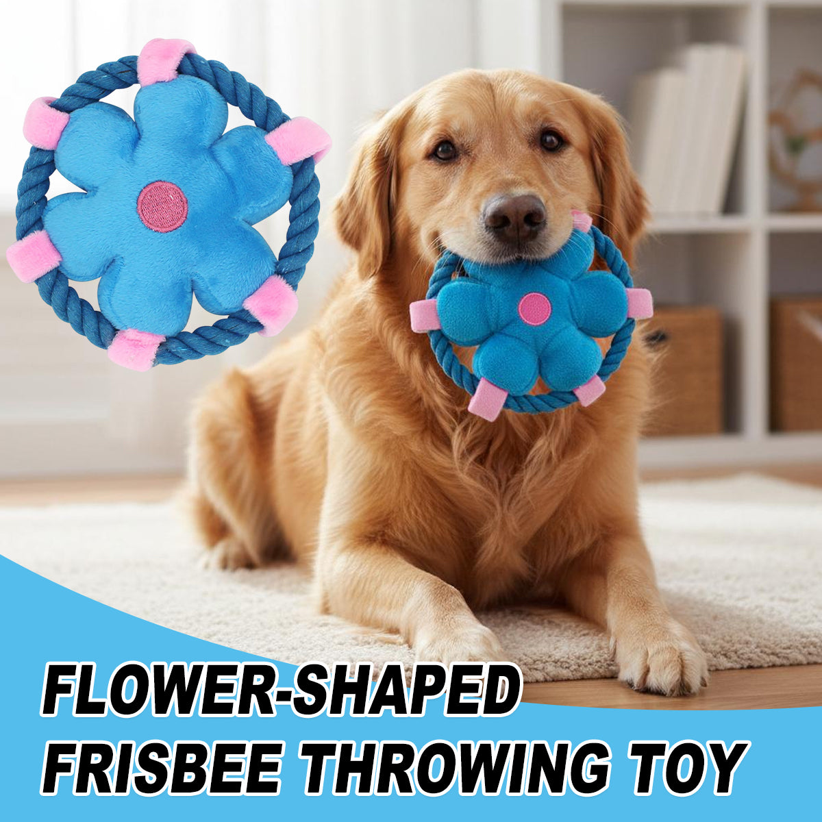 Flower Frisbee Dog Toy With Rope And Squeaker