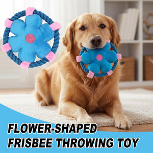 Flower Frisbee Dog Toy With Rope And Squeaker