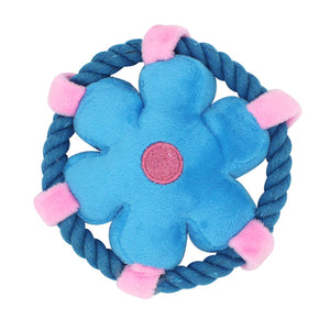 Flower Frisbee Dog Toy With Rope And Squeaker