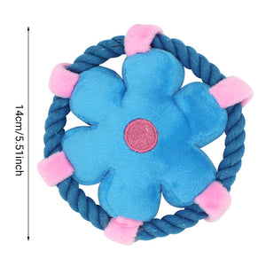 Flower Frisbee Dog Toy With Rope And Squeaker