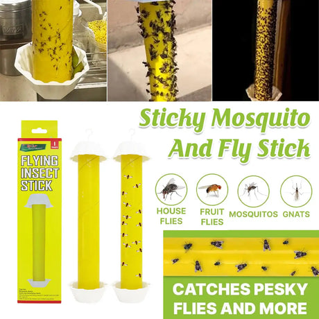 Sticky fly catcher trap with yellow surface for indoor and outdoor insect control