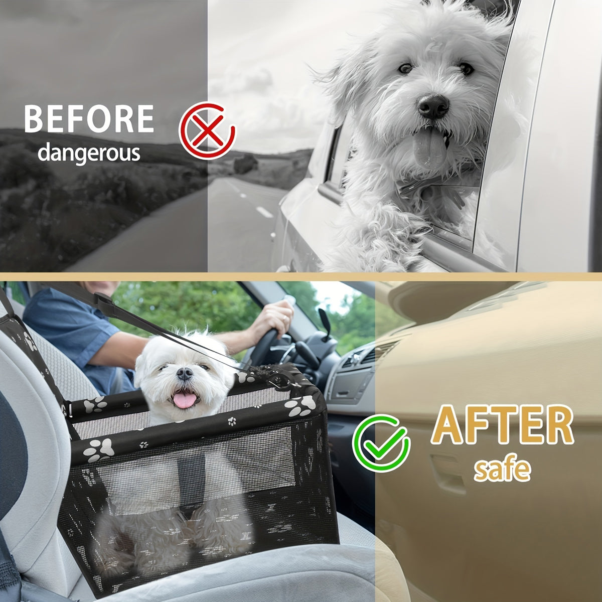 Foldable Dog Car Booster Seat for Travel Portable Pet Carrier for Cars