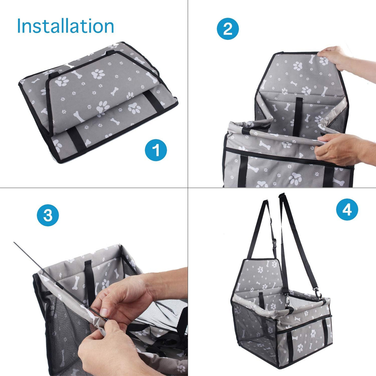 Foldable Dog Car Booster Seat for Travel Portable Pet Carrier for Cars