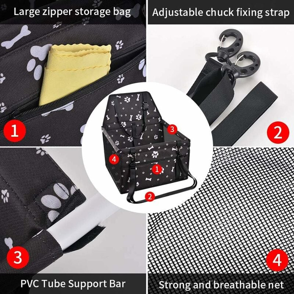 Foldable Dog Car Booster Seat for Travel Portable Pet Carrier for Cars