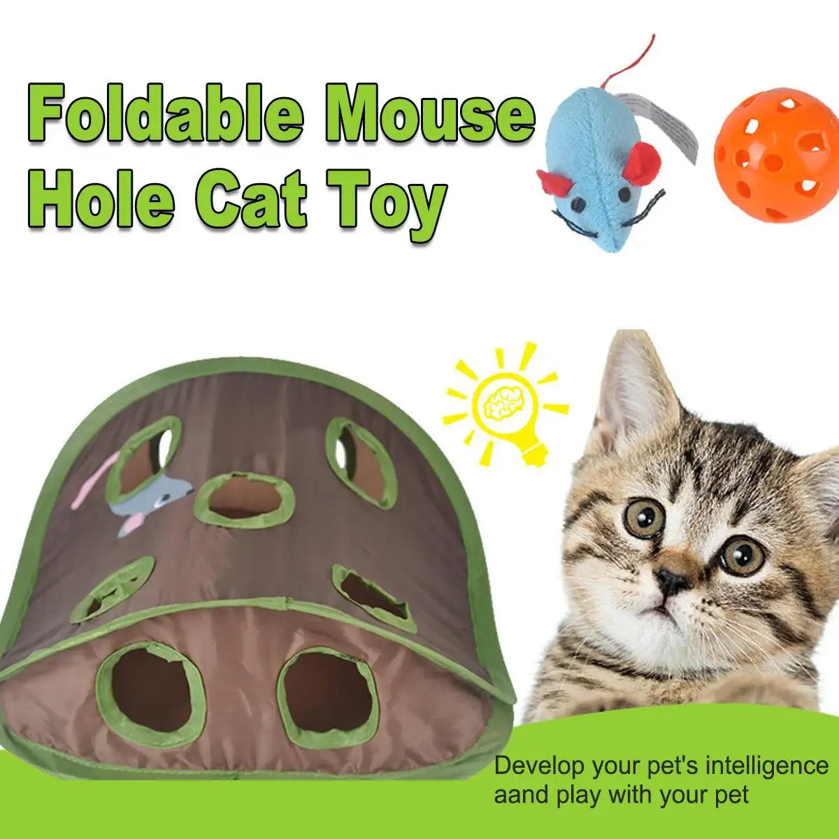Foldable Mouse Hole Cat Toy Interactive Play Toy for Cats