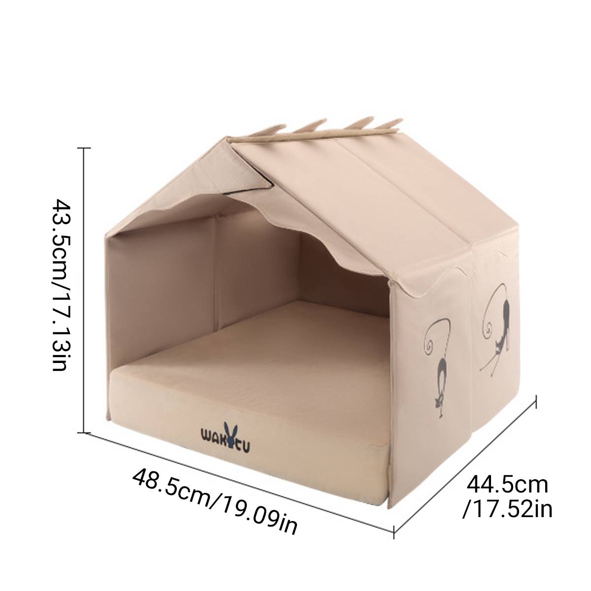Wakytu Foldable Cat House Bed With Cushion